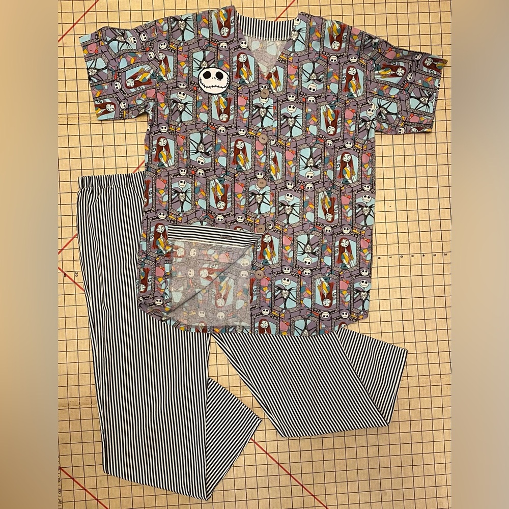 Handmade OOAK Kids Pajamas, Nightmare Before Christmas, size youth XL 14